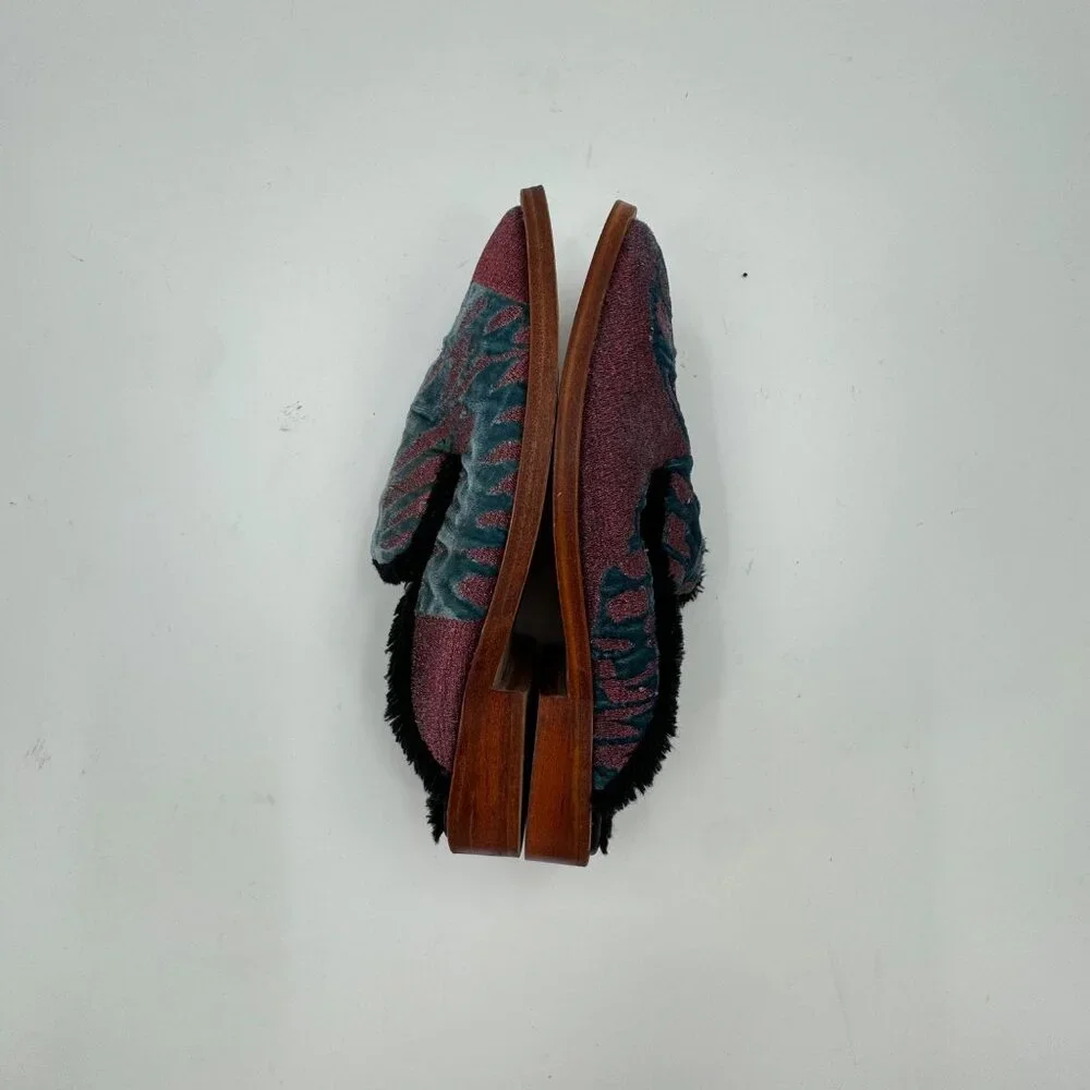 Free People Butterfly Effect Velvet Slip-On Mules Size 7.5 or 38 - Picture 3 of 7